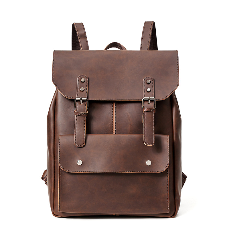 Leather Work Rucksack Mens - GOYN Vintage Men's Leather Backpack Bookbag