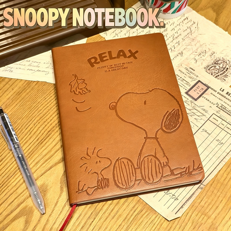 Leatherwork Books - Vintage Snoopy A5 Leather Notebook Cute