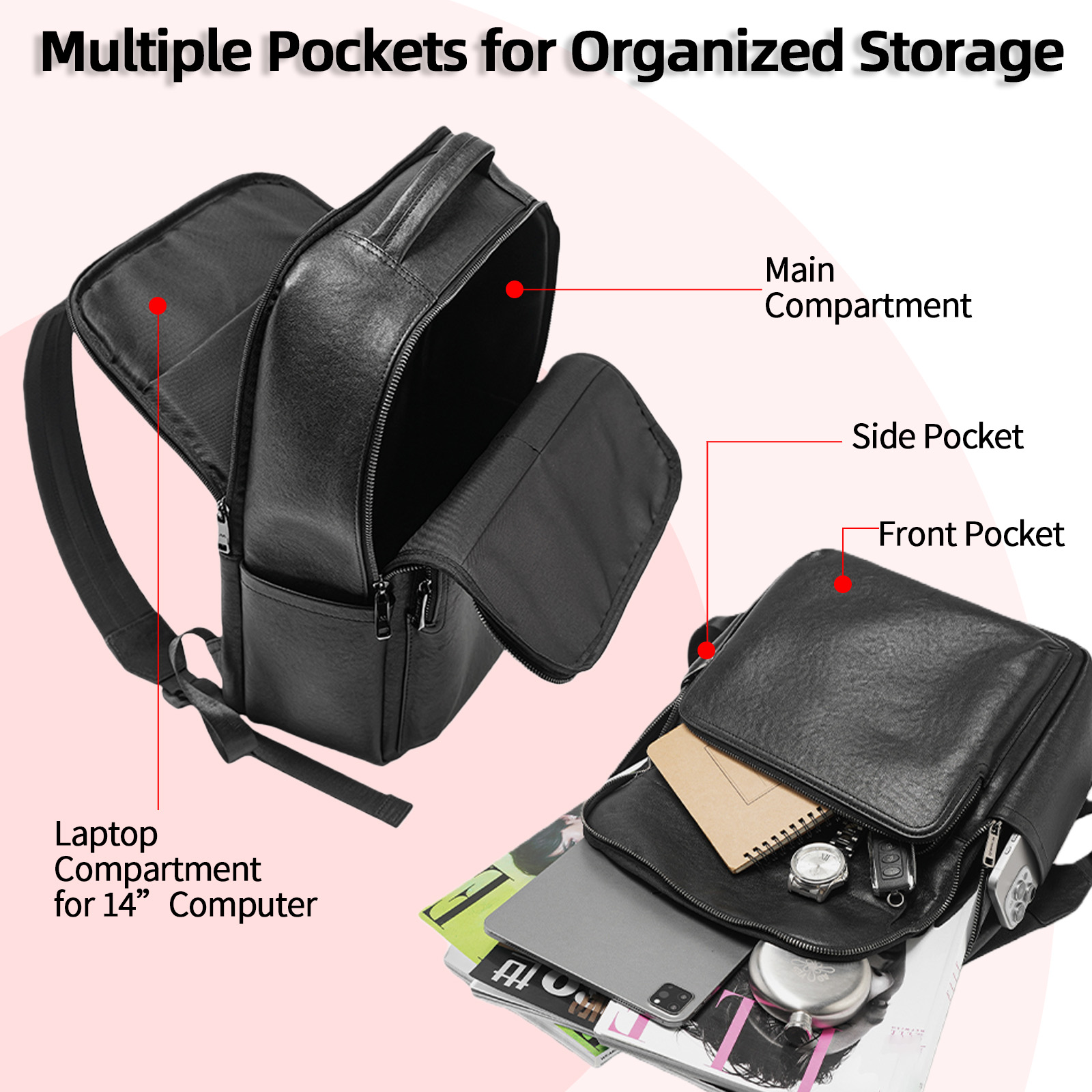 Black Genuine Leather Backpack - Leather Work Rucksack Mens recension och pris