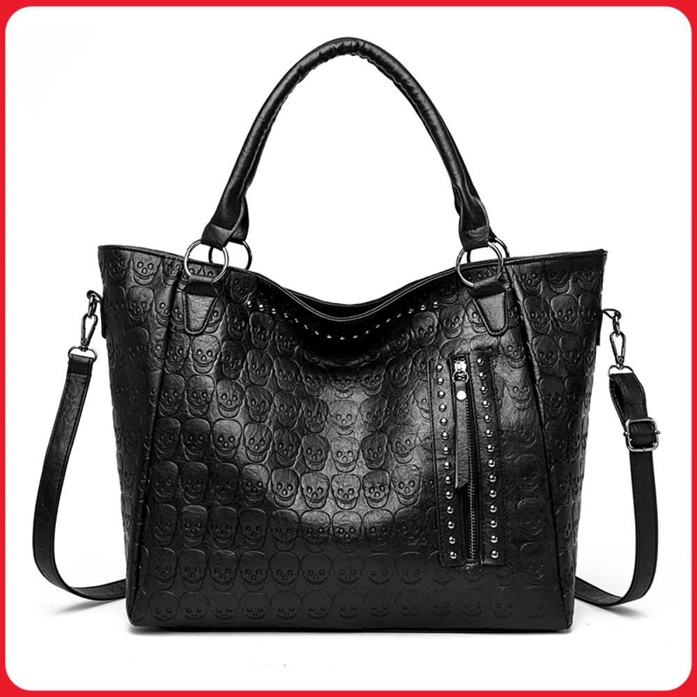 Punk Skull Crossbody Bag PU Le - Leather Work Handbags For Women recension och pris